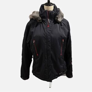 Killy Ski Jacket Coat Womens Hooded Recco Rescue System snow Black size 12